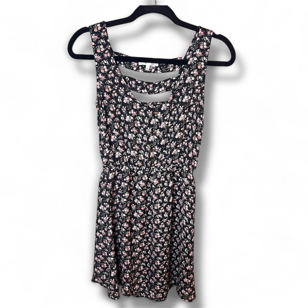 C’est Toi Medium Floral Little Black Dress Sheer M Short
